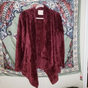 Altar'd state fuzzy maroon cardigan L